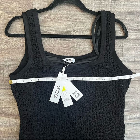 NWOT 525 America Crochet Tank Dress Black Size Medium Women’s - Picture 5 of 11